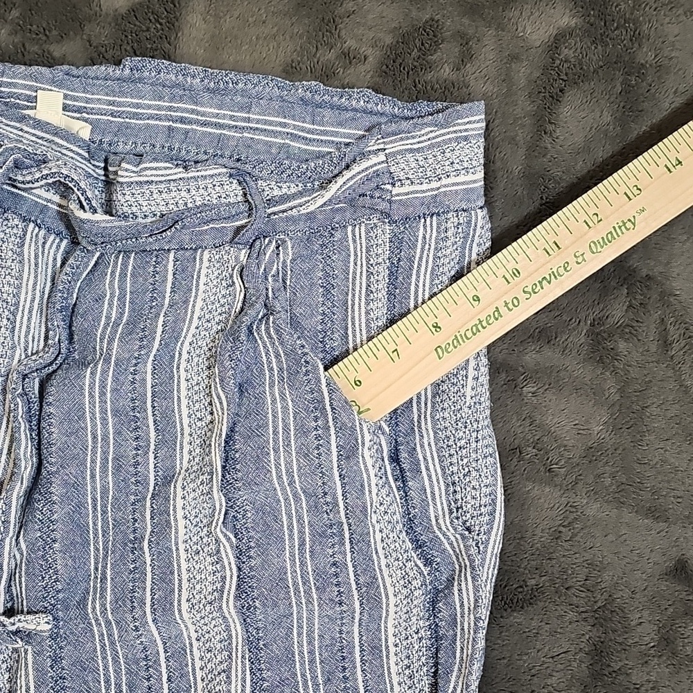 Rewind Striped Linen Blend 4 Pocket Drawstring Wide Leg Trouser Pants Size XL - Picture 8 of 11